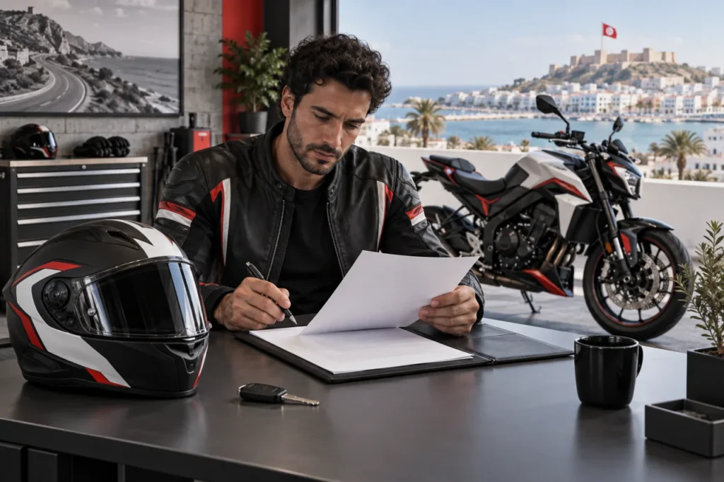 Illustration éditoriale : Assurance moto en Tunisie : prix, garanties et critères de comparaison