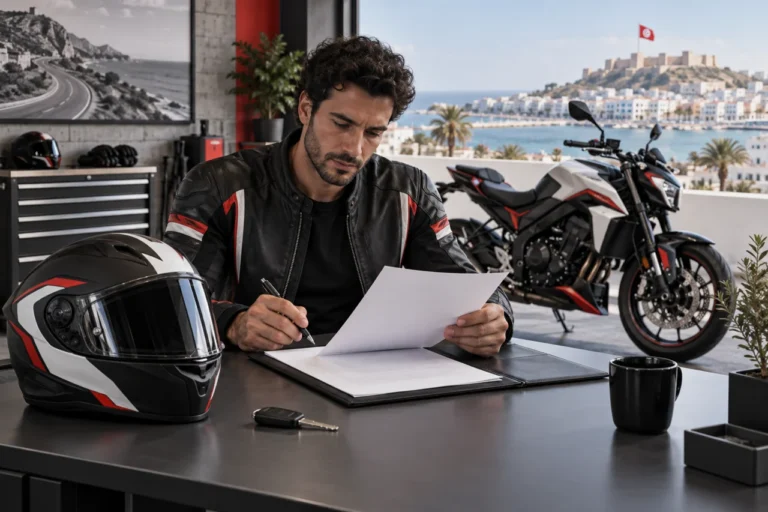 Illustration éditoriale : Assurance moto en Tunisie : prix, garanties et critères de comparaison