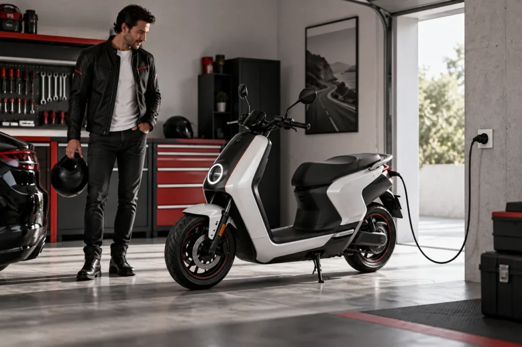 Illustration éditoriale : Combien coûte la recharge d’une moto électrique en Tunisie ?