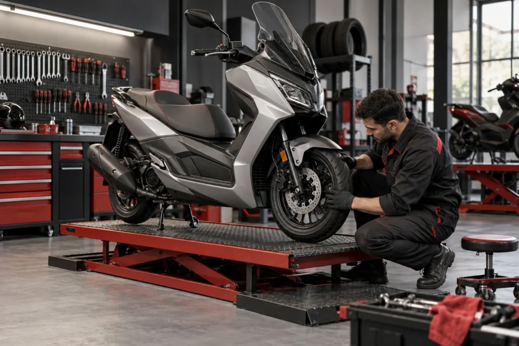 Illustration éditoriale : Entretien d’un scooter 125 : fréquence des révisions et budget en Tunisie