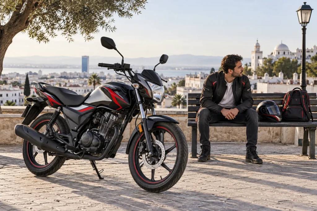 Illustration éditoriale : Meilleure moto 125 pour les trajets quotidiens en Tunisie