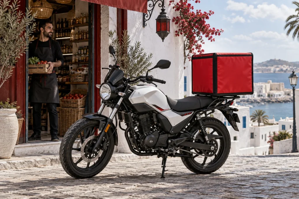 Illustration éditoriale : Meilleure moto pour la livraison en Tunisie : achat, entretien et rentabilité