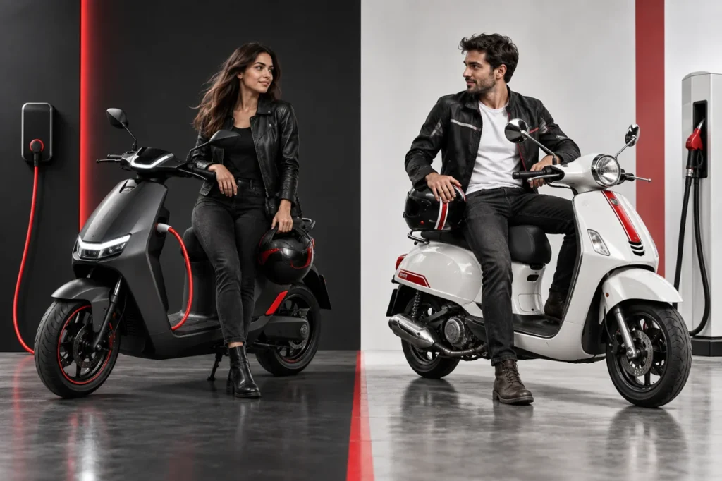 Illustration éditoriale : Moto électrique ou essence en Tunisie : laquelle coûte moins cher ?