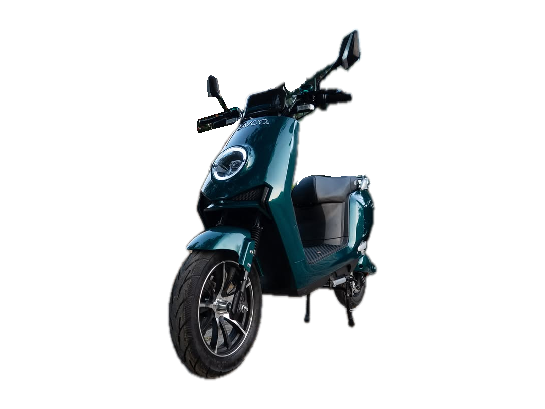 KAYCO Nexum électrique vert — vue avant trois quarts sur fond blanc — photo du catalogue